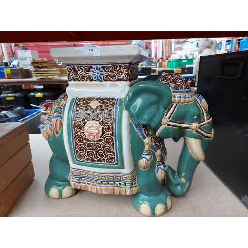 293 - A Middle Eastern style ceramic floor standing elephant plant stand/side table