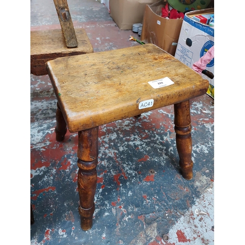 299 - Four vintage and antique wooden stools