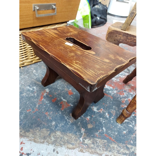 299 - Four vintage and antique wooden stools