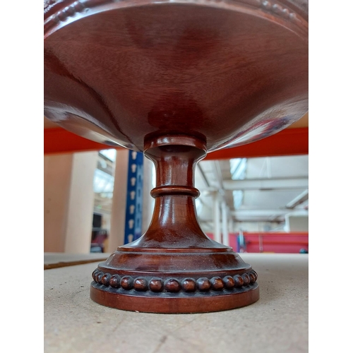 306 - An early 20th century carved mahogany pedestal bowl with acanthus leaf border and beaded base - meas... 