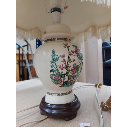 333 - A ceramic table lamp with white shade