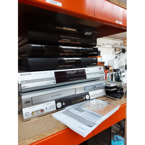 1098 - Six items to include a JVC HRXV1 video recorder/DVD player, Panasonic DMRE55 DVD recorder and four H... 