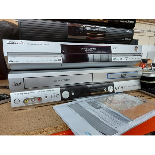 1098 - Six items to include a JVC HRXV1 video recorder/DVD player, Panasonic DMRE55 DVD recorder and four H... 