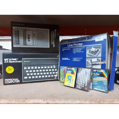 1100 - Three items, a vintage boxed Sinclair 48k ZX Spectrum home computer, a WH Smith computer compatible ... 