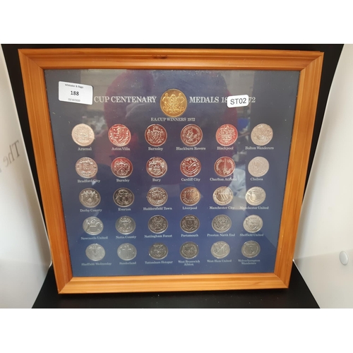 188 - A framed complete set of Esso FA Cup centenary coins from 1872-1972