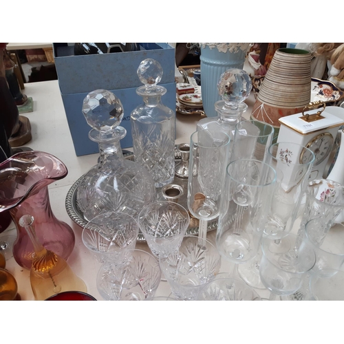 190 - A collection good quality glassware to include Royal Doulton cut crystal spherical decanter, set of ... 