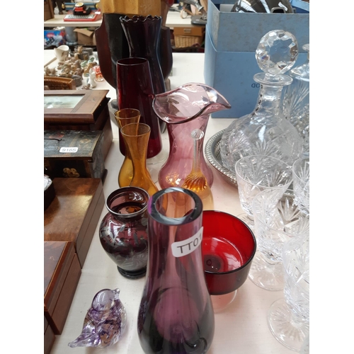 190 - A collection good quality glassware to include Royal Doulton cut crystal spherical decanter, set of ... 