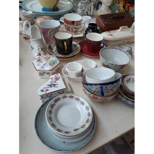 193 - A large collection of mixed china to include a pair of continental bisque figurines, 1930s Burleigh ... 