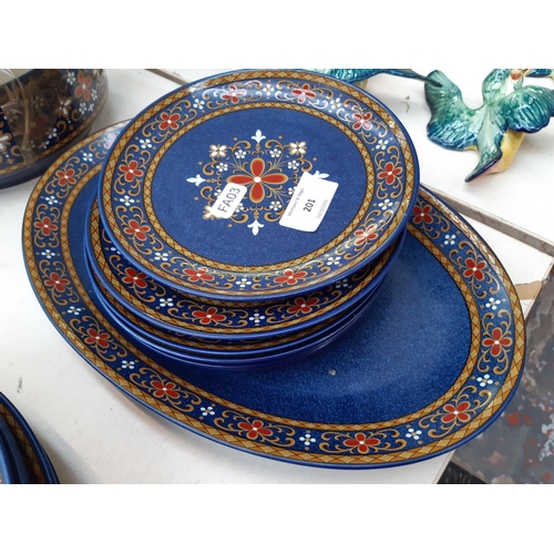 201 - An approx. thirty three piece 1960s dark blue and floral Winterling Schwarzenbach West German part d... 