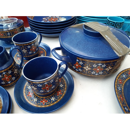 201 - An approx. thirty three piece 1960s dark blue and floral Winterling Schwarzenbach West German part d... 