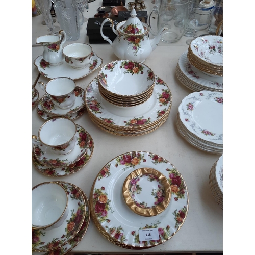 218 - An approx. 36 piece part Royal Albert Old Country Roses dinner service comprising tea pot, six bowls... 