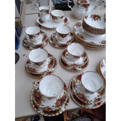 218 - An approx. 36 piece part Royal Albert Old Country Roses dinner service comprising tea pot, six bowls... 