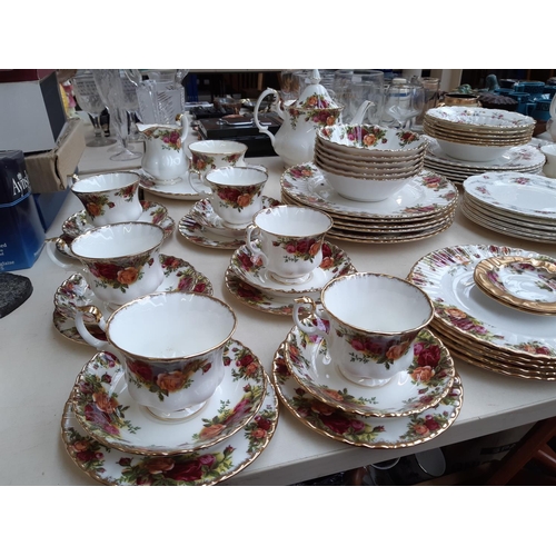 218 - An approx. 36 piece part Royal Albert Old Country Roses dinner service comprising tea pot, six bowls... 