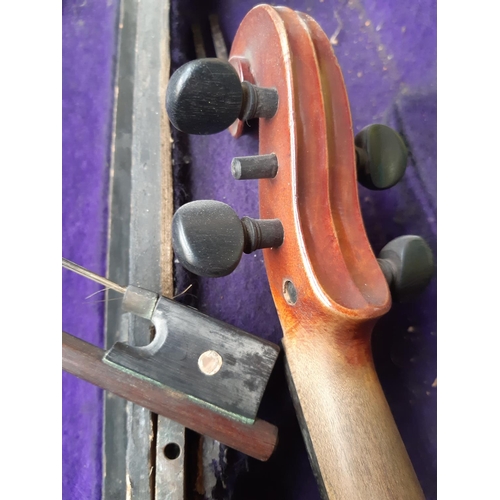 236 - An antique cased Michel-Ange Garini full size Violin with spruce top and flame maple back and sides ... 