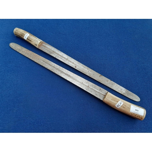 343 - A pair of decorative short blade re-enactment swords with antler handles