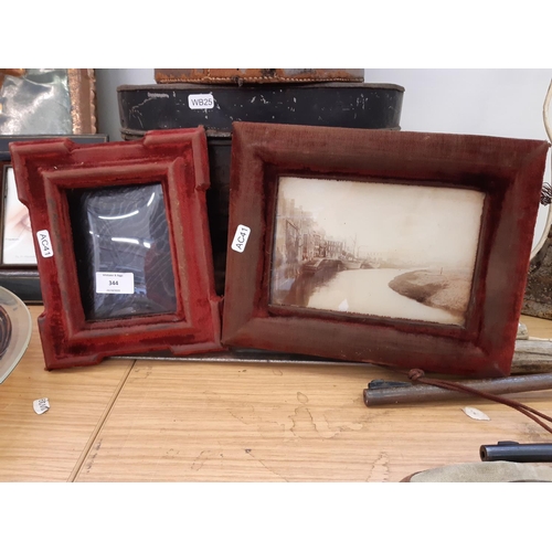 344 - Two Victorian red velvet photo frames