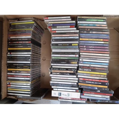 363 - Four boxes containing various CDs and a Laurel & Hardy complete collection DVD box set