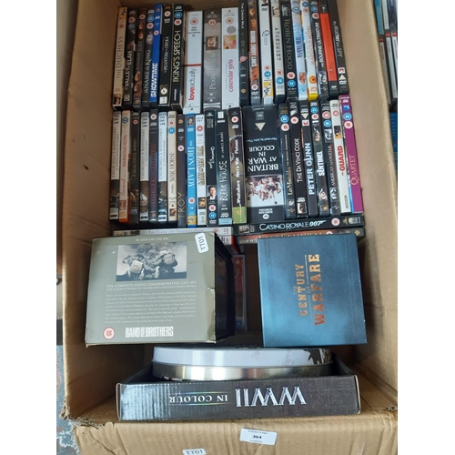 364 - Three boxes and Three CD racks containing a large quantity of CDs and DVDs to include Band of Brothe... 