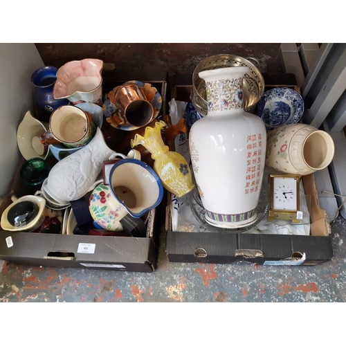 402 - Two boxes containing mixed items to include a good quality modern oriental ceramic vase, Victorian y... 