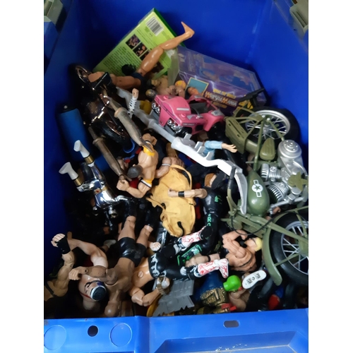 405 - Three boxes containing WWE figurines and accessories