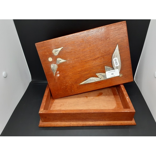 41 - An oak box with hallmarked Sheffield silver leaf design top, dated 1987 - measuring approx. 25.5cm w... 