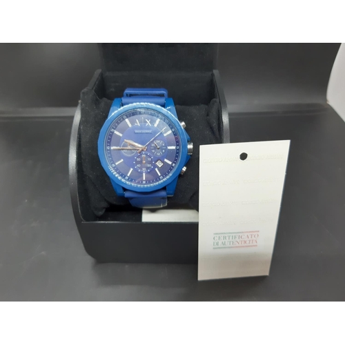 62 - A boxed Armani Exchange gents blue wrist watch