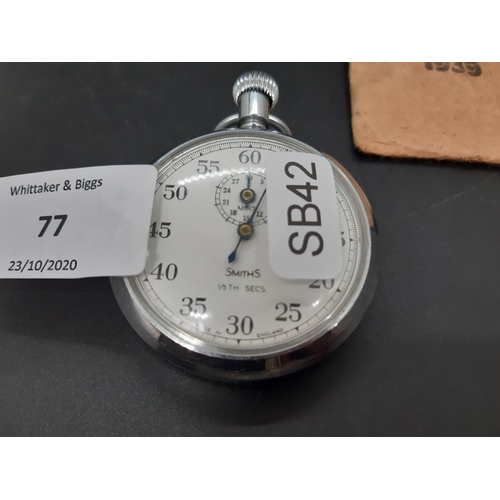 77 - Three items include a vintage Smiths stopwatch, Ingersoll Triumph pocket watch with black face and a... 