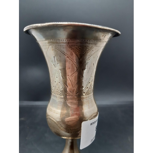 8 - An Edwardian hallmarked Birmingham silver goblet with etched design dated 1910 - measuring approx. 1... 