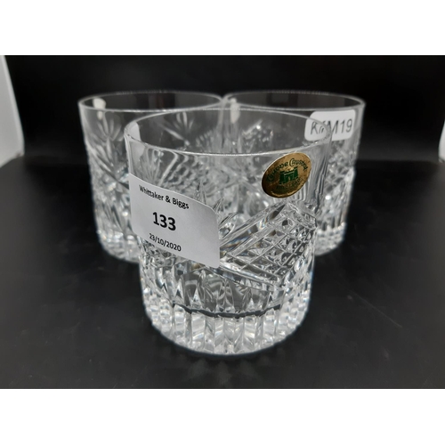 133 - A set of three Tyrone Slieve Donard crystal whisky tumblers - measuring approx. 7.5cm high