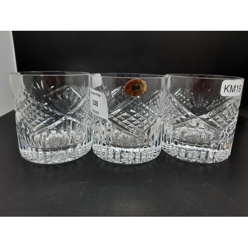 133 - A set of three Tyrone Slieve Donard crystal whisky tumblers - measuring approx. 7.5cm high