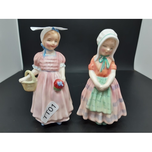 135 - Two Royal Doulton miniature figurines to include 'Tootles' - HN 1680 and 'Tinkle Bell' - HN 1677 - b... 