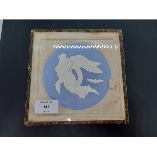 141 - Two framed 19th century Jasperware Von Thorwaldsen wall plaques to include 'Die Nacht' and 'Der Tag'