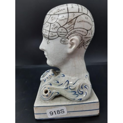 151 - A mid 19th century F. Bridges ceramic phrenology head inkwell - measuring approx. 14cm high (see con... 