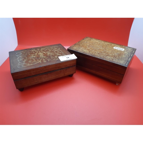 58 - Two mid 20th century inlaid musical jewellery boxes (see condition report)