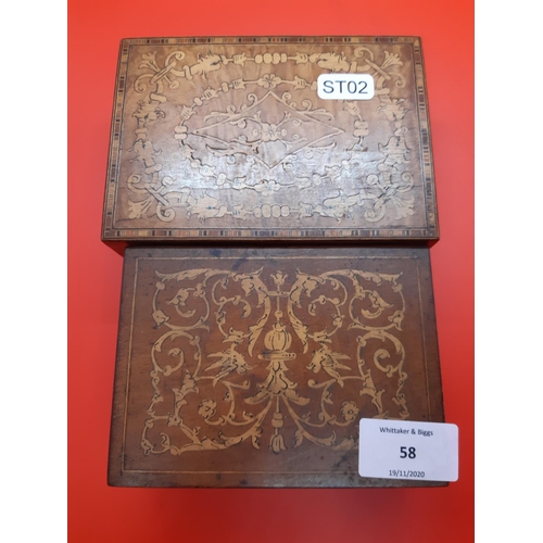 58 - Two mid 20th century inlaid musical jewellery boxes (see condition report)