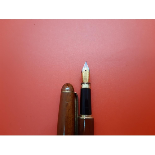 67 - Two fountain pens to include a turned wooden fountain pen with Iridium point nib and a black fountai... 