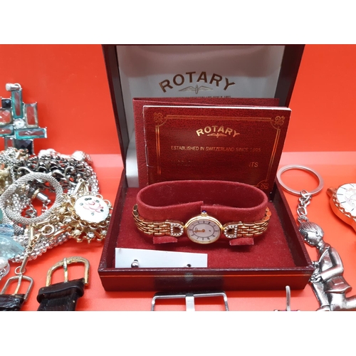 68 - A collection of watches and jewellery to include cased ladies Rotary wristwatch, necklaces etc.