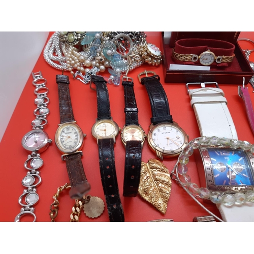 68 - A collection of watches and jewellery to include cased ladies Rotary wristwatch, necklaces etc.