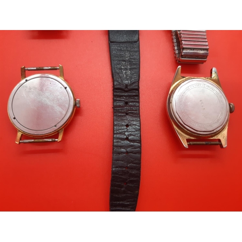 77 - Five vintage wristwatches to include an Accurist 21 Jewels Shockmaster with black leather strap, Rot... 