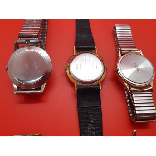 77 - Five vintage wristwatches to include an Accurist 21 Jewels Shockmaster with black leather strap, Rot... 