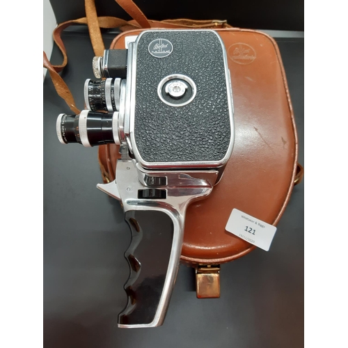 121 - A 1950s leather cased Swiss made Paillard Bolex B8 8mm cine camera with purchase receipt dated 20.2.... 
