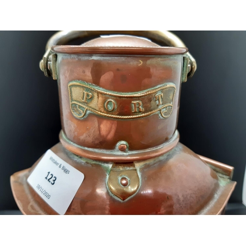 123 - An early 20th century Sherwood of Birmingham copper and brass ship's Port side oil lantern