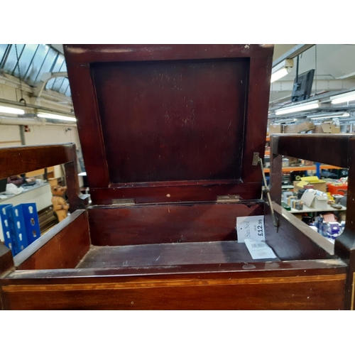 150 - An Edwardian inlaid mahogany piano stool (see condition report)