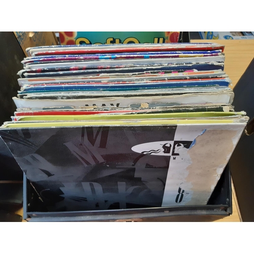 195 - Two record cases containing various LP records to include Lionel Richie, The Human League, Heaven 17... 