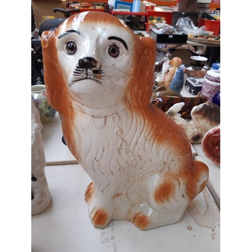 230 - Five various Staffordshire spaniel figurines (see condition report) and five various Staffordshire s... 