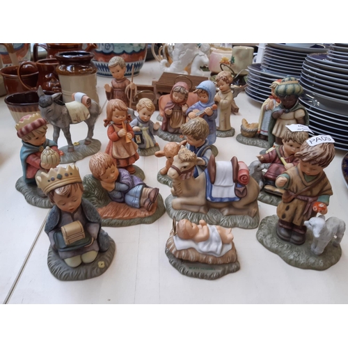 237 - A late 20th century 18 piece Goebel nativity set to include 2 Shepherds, Camel, Sleeping Shepherd, B... 