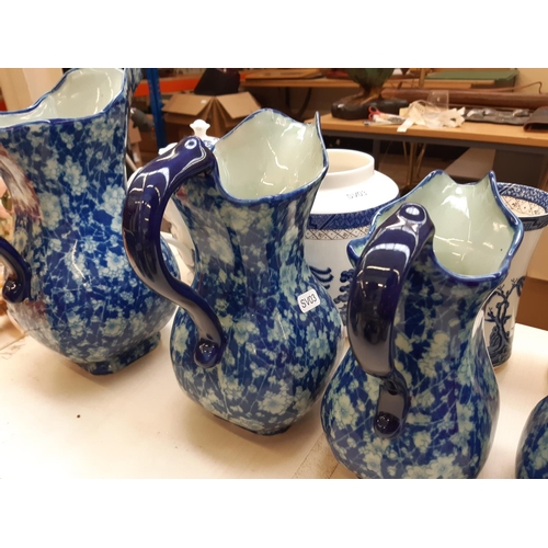 241 - 14 pieces of assorted ceramics to include a set of five blue and white Ironstone China graduating ju... 