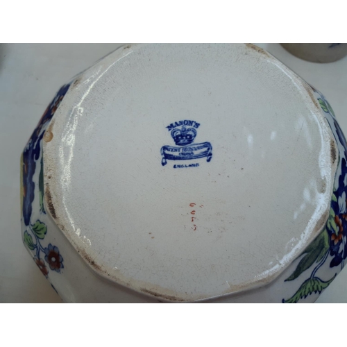 242 - 12 pieces of assorted ceramics to include 8 Masons ‘Mandalay’ pattern dinner plates, Victorian Mason... 