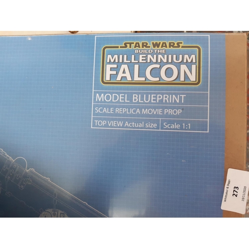 273 - A Star Wars Millennium Falcon on model blueprint background