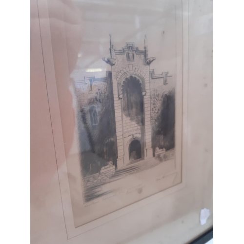 277 - Four early 20th century etchings to include two by A.Simes - one of Scott Monument in Edinburgh and ... 